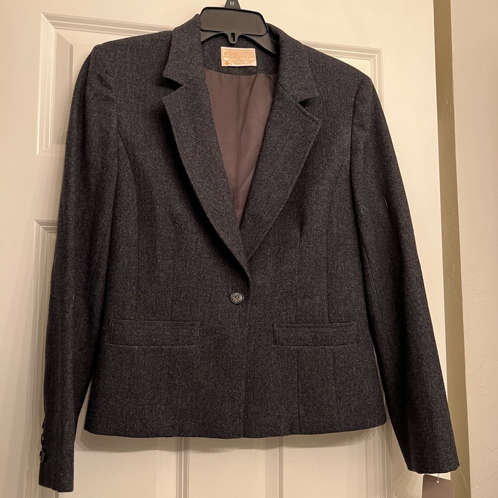Pendleton Wool Blazer In Charcoal Gray, Size 6 - image 1